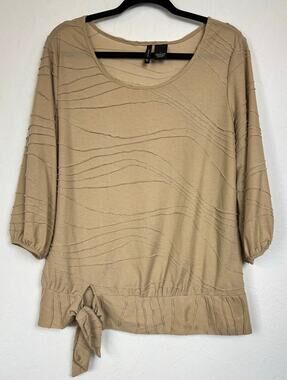New Directions Beige 3/4 Sleeve Blouse Women's Large